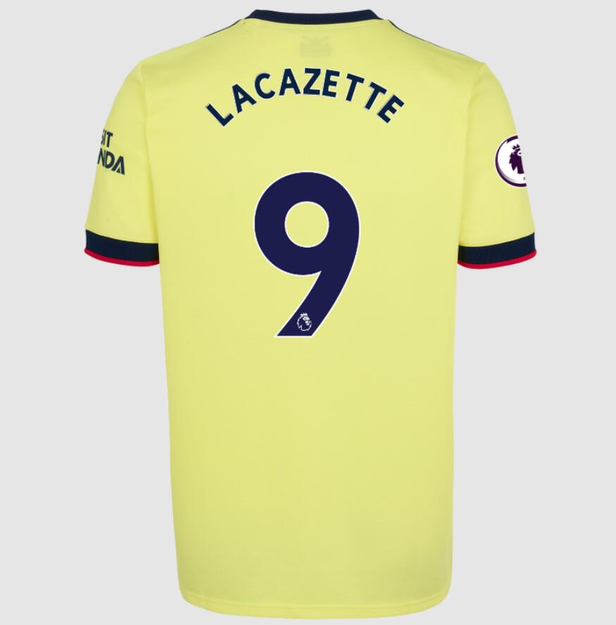 2021/22 Arsenal Away Kit Soccer Jersey with Alexandre Lacazette 9 printing